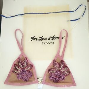 For Love And Lemons Pink Sequin Bralette